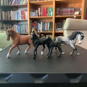 4 Toy Horse Figurines, Schleich and Safari